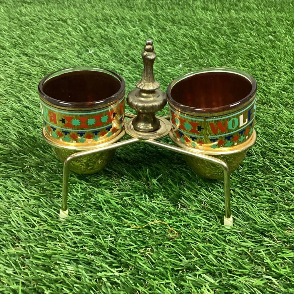 Vintage Wolfschmidt Vodka Charka Cups w/ Rack